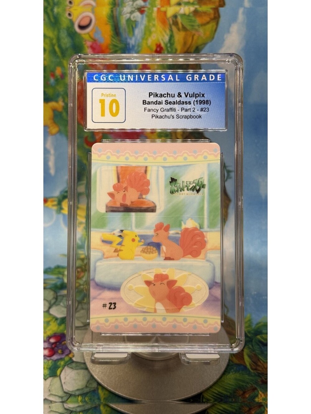 Pikachu & Vulpix Bandai Sealdass Fancy Graffiti Part 2 #23 1998 CGC Pristine 10